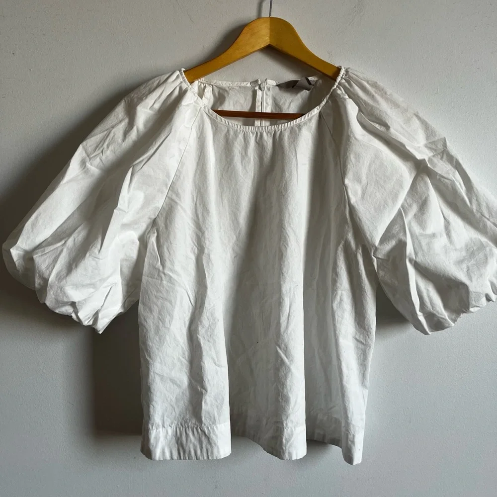 H&M Bubble Hem Puff Sleeve - Blouse - white - Picture 2 of 10